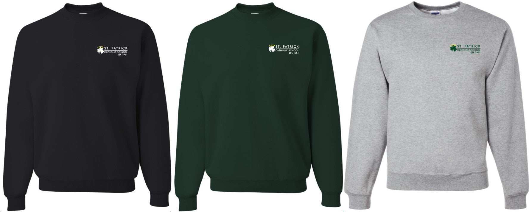Adult Unisex St. Pats Crewneck Sweatshirt (H) Pocket Jerzees 562M