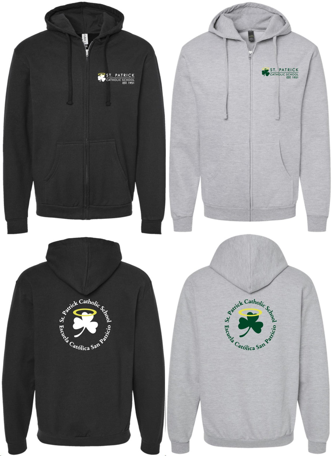 Adult Unisex St. Pats Zip Hoodie (C+H)