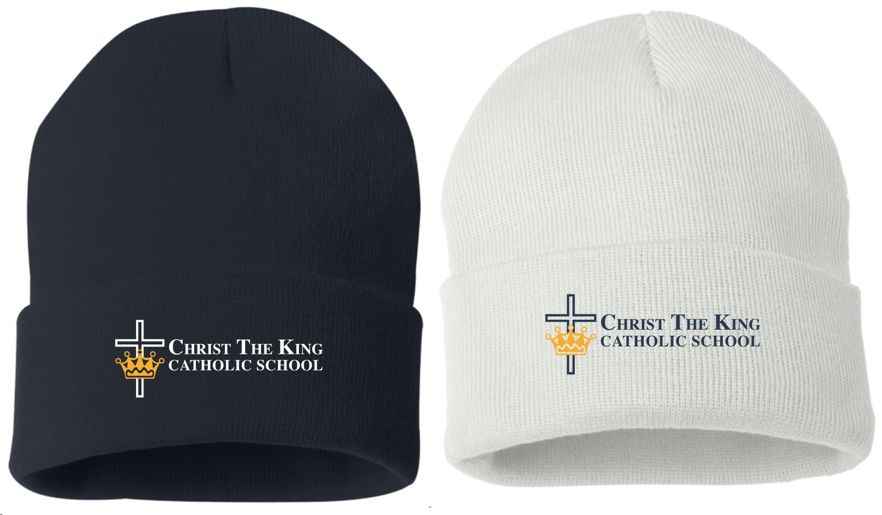 CHRIST THE KING EMBROIDERED 12" Solid Cuffed Beanie - SP12
