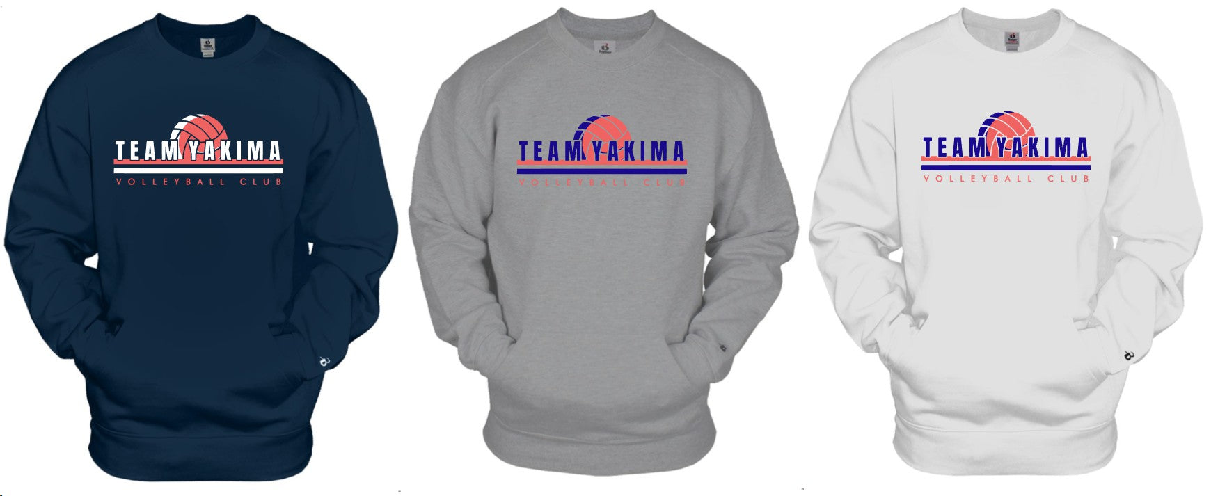 TEAM YAKIMA VOLLEYBALL Badger Unisex Pocket Crewneck Sweatshirt - 1252