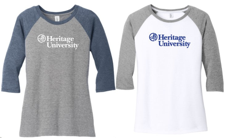 Heritage University - District ® Women’s Perfect Tri ® 3/4-Sleeve Raglan - DM136L
