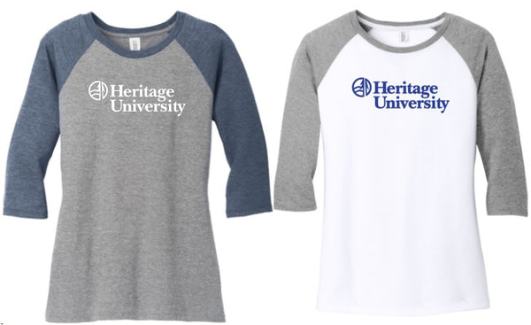 Heritage University - District ® Women’s Perfect Tri ® 3/4-Sleeve Raglan - DM136L