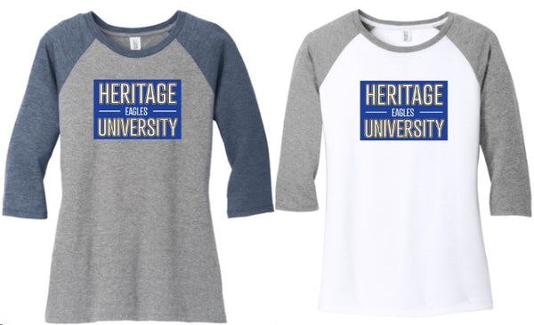 Heritage University - District ® Women’s Perfect Tri ® 3/4-Sleeve Raglan - DM136L