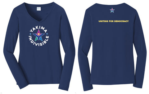 Yakima Invisible - Port & Co™ Women's Long Sleeve Fan Favorite™ V-Neck Tee Navy - LPC450VLS