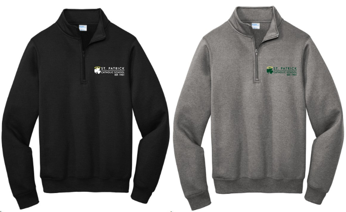 St. Pats Adult Core Fleece 1/4-Zip Pullover Sweatshirt (H) Pocket Port Co PC78Q