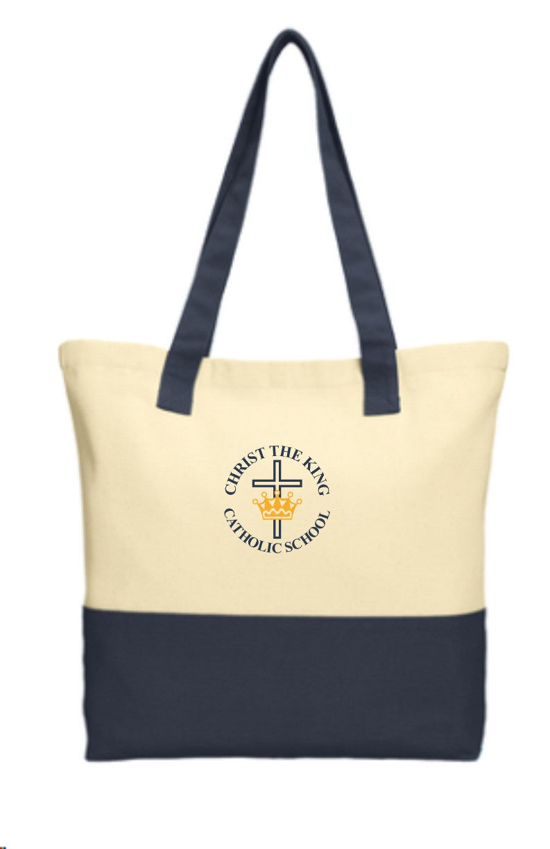 CHRIST THE KING EMBROIDERED Colorblock Cotton Tote BG414
