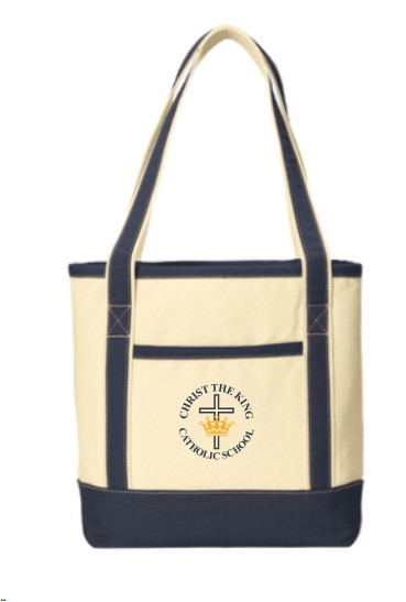 CHRIST THE KING EMBROIDERED Medium Cotton Canvas Boat Tote BG412