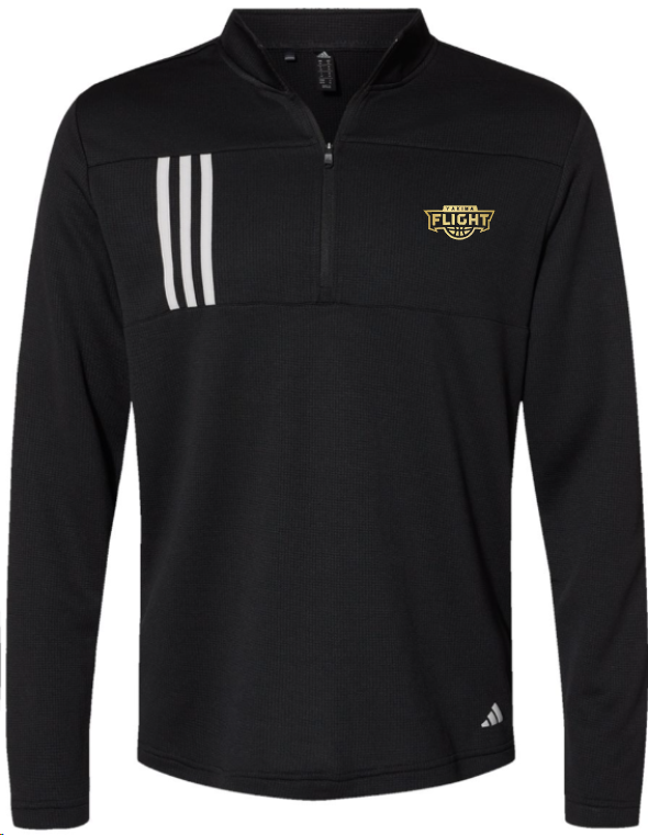 YAKIMA FLIGHT - Adidas Men's 3-Stripes Double Knit Quarter-Zip Pullover - BLACK