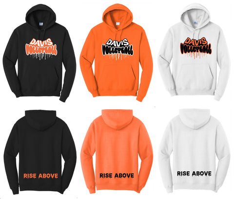 DAVIS VOLLEYBALL DRIP PC78H Fleece Pullover Hooded Sweatshirt